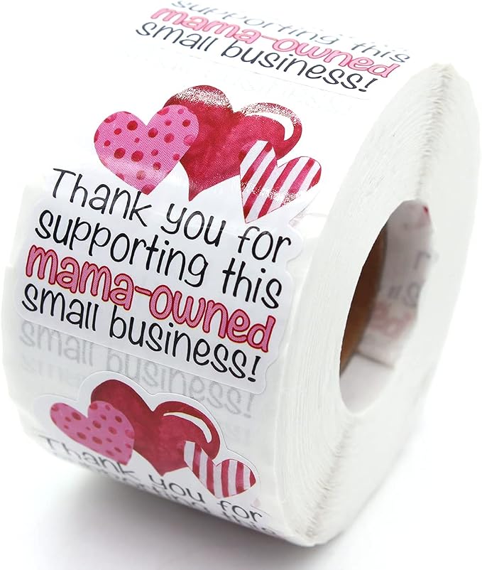 Littlefa Mama Owned Stickers Thank You for Supporting This Mama Owned Small Business, Thank You Stickers for Packaging Shipping Mail Doordash 500 PCS