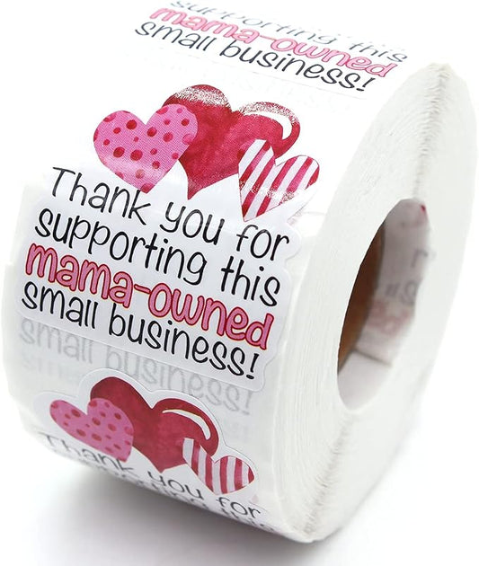 Littlefa Mama Owned Stickers Thank You for Supporting This Mama Owned Small Business, Thank You Stickers for Packaging Shipping Mail Doordash 500 PCS