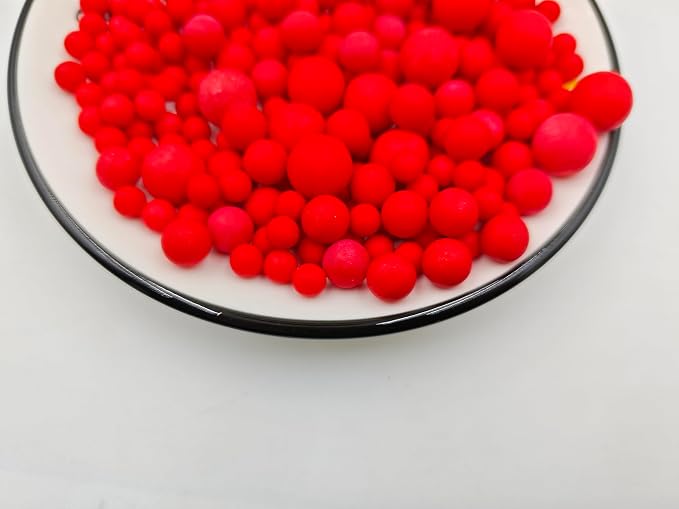 Mixed Edible Red Pearl Sugar Sprinkles, 4.23 oz Candy Pearls Ideal for Baking, Cake and Cupcake Toppers, Cookie Decoration, Ice Cream Topping (7,10,14mm)