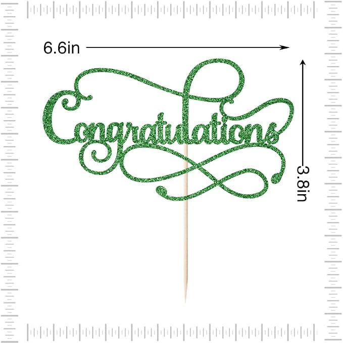 Congratulations Cake Topper,Congratulations 2025 Graduation Cake Topper,Graduation, Wedding, Retirement, Birthday, Anniversary, Celebration Party Decorations Supplies (Green)