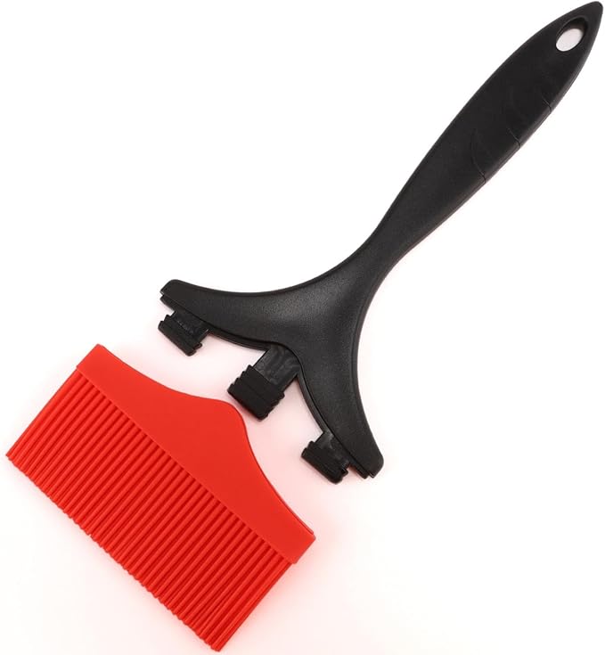 Large Wide Head Basting Brush, Food-Grade Silicone Durable Steel Core Heat Resistance Removable Silicone Brush Head, Dishwasher Safe Hanging Hole Cooking Brush for Baking Glazing Barbecue Sauce