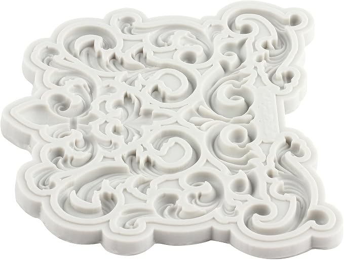 Baroque Fondant Mold Curlicues Scroll Lace Silicone Molds Filigree Mold 3D Sculpted For Sugar Cake Decorating Cupcake Topper Candy Chocolate Gum Paste Polymer Clay