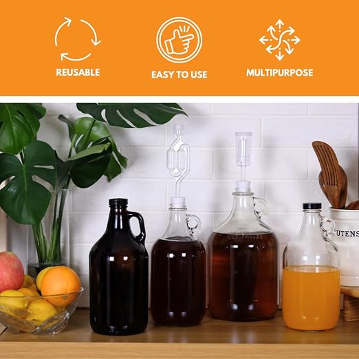 FastRack - Shepherd Made Mead Making Kit - 1 Gallon Jug Fermentation Set with Clear Glass Fermentation Jar, 3pc Airlocks, Rubber Stopper, Yeast Nutrient & Mead Yeast for Home Brewing