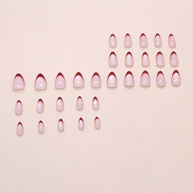 30Pcs French Press on Nails Short Almond ZWENJIE Cat Eye Fake Nails Press ons Nail Tips Stick on Nails Acrylic Nails Kit False Nails with Gradient Pink Tip Design Nail Art for Women Glitter Manicure