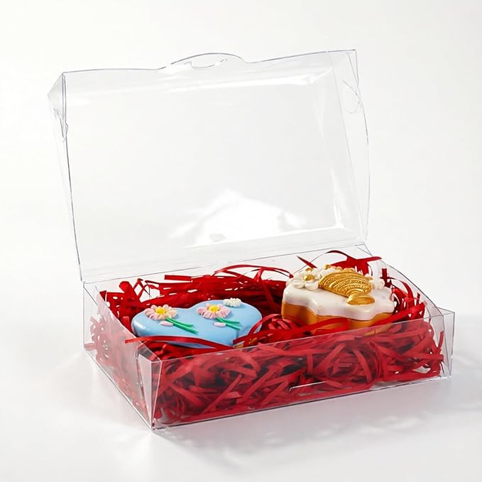 24PCS Clear Cookie Boxes with Window 7 x 4 3/8 x 1 1/2 Inch for Chocolate Truffle, Oreo, Pastry, Donut, Brownie, Soap and Bakery Treat Boxes for Party Favors Wedding Christmas Valentine's