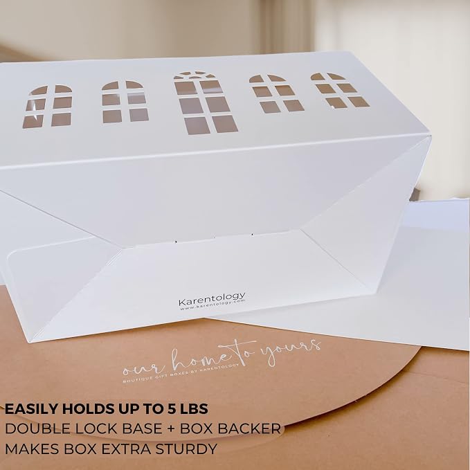 10 Pcs Large Mansion House Shaped Gift Boxes for Treats, Dessert, Fancy Cookie, White Gable Bakery Packaging