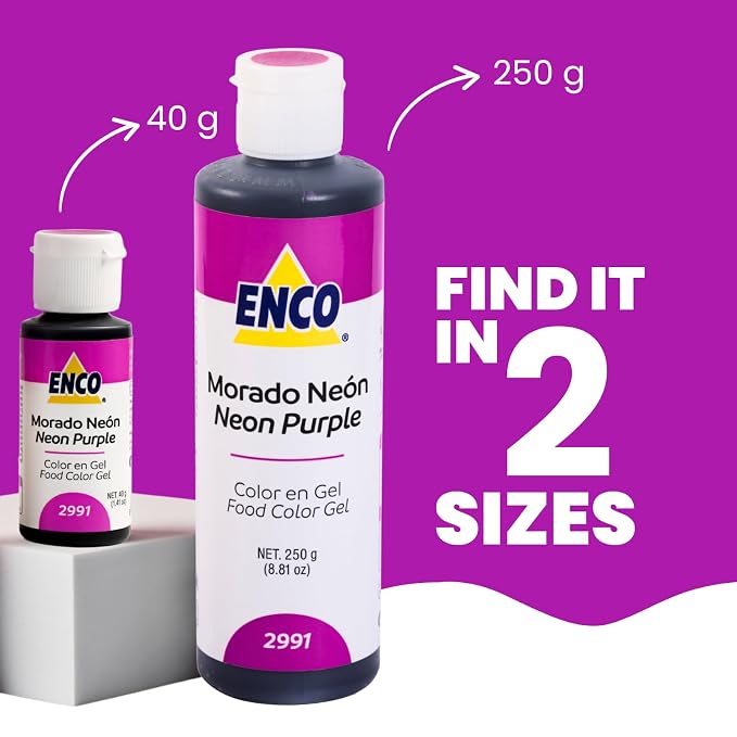 ENCO Food Coloring Gel Neon Purple 1.41 oz (40g) Concentrated, Vegan