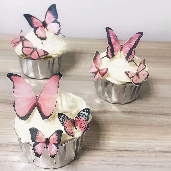 36pcs Edible Butterfly Cupcake Toppers Birthday Cake Decorations Precut CHOCKACAKE Wafer Paper Butterflies