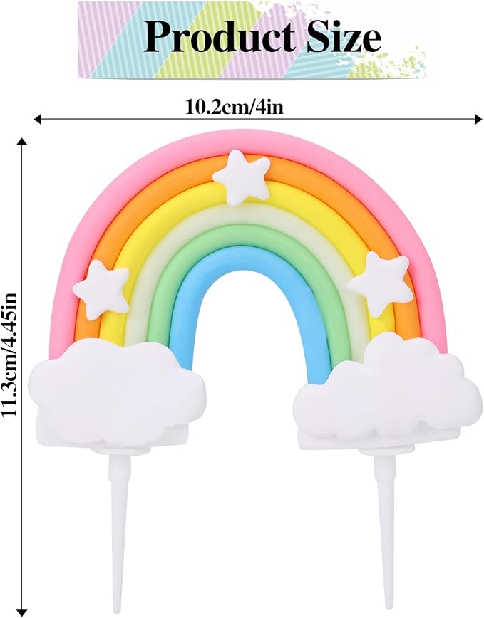 Soft Pottery Rainbow Cake Decorations - Colorful Rainbow Cupcake Topper, Personalized Cake Topper for Happy Birthday Parties