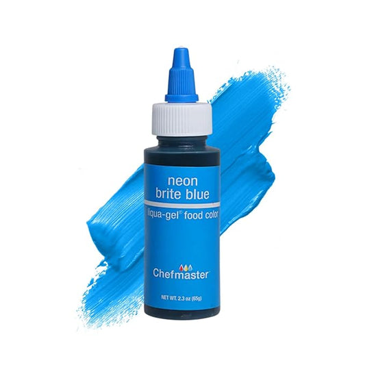 Chefmaster Neon Blue Liqua-Gel® Food Coloring | Vibrant Color | Professional-Grade Dye for Icing, Frosting, Fondant | Baking & Decorating | Fade-Resistant | Easy-to-Use | Made in USA | 2.3 oz