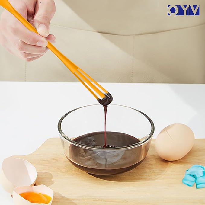 OYV Multifunctional Mini Whisk and Spoon, 8.5 in Mini Whisks for Cooking, 2 Pieces Small Whisk For Whisking, Beating, Blending Ingredients, Mixing Sauces, BPA Free Tiny Wisk