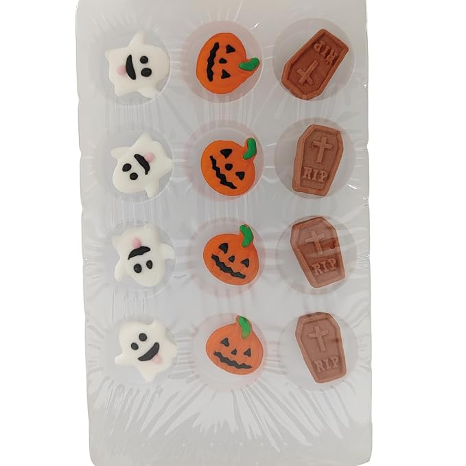 Halloween Sprinkles Icing Decoration for Cupcake Decorating, Halloween Pumpkin, Edible Ghost Tombstones Cake Cupcake Topper for Baking Cookie Ice Cream Candy Decoration