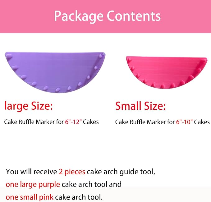 2 PCS Cake Arch Guide Tool, Cake Piping Guide Tool, Ruffle Guide Stencil, Cake Ruffle Marker for 6"-12" Cakes (One Large and One Small)