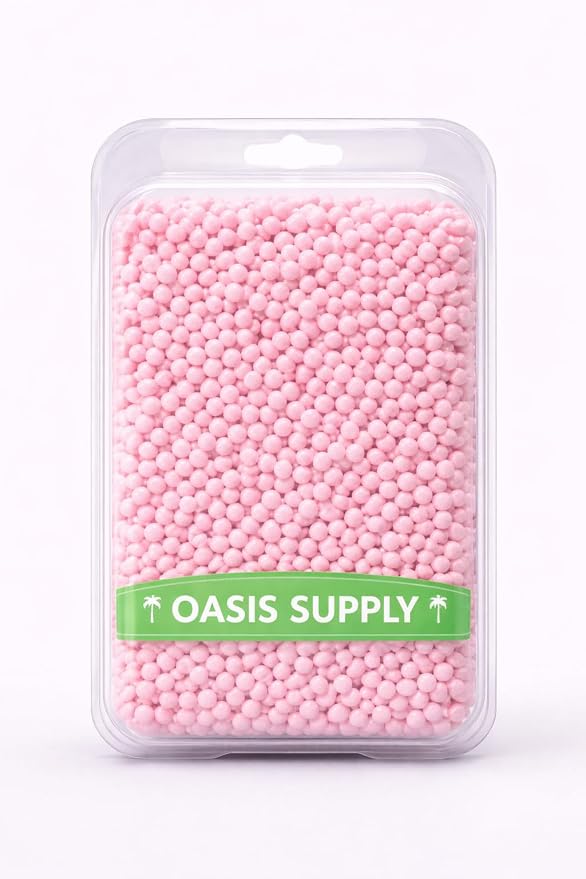 Oasis Supply Baby Shower Sprinkles & Sugar Shapes – Edible Decorations for Cakes, Cupcakes, and Cookies – Gender Reveal, Boy, Girl, and Neutral Party Baking Decorations - Pink Pearl Quin Sprinkles