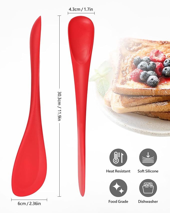 2-Pack Double-Headed Silicone Spatula Spoon, Nonstick Safe, Seamless | Scraping & spreading dual-use. Matte, BPA-free. For cooking, baking, mixing. Gentle on nonstick pans. No buildup.
