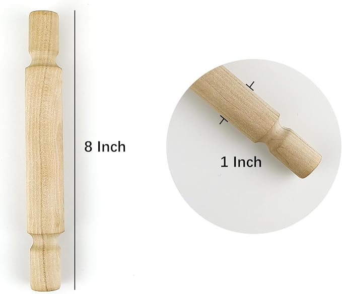 3 Pack 8 Inch Wooden Textured Rolling Pins | Embossed Dough Roller For Kitchen Decor & Adult DIY Crafts