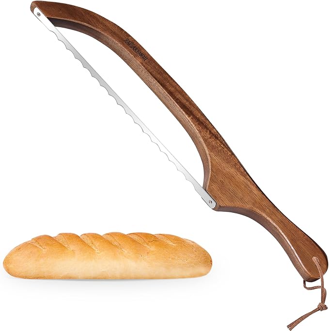 RAPSAKEMOH Bread Knife for Homemade Bread sourdough,Bread slicer for Homemade Bread, Sourdough bread knife, Baguettes and More Cuts Thin,Bow Design Easy to Cutting Even Slices