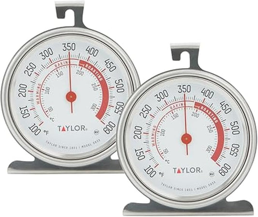Taylor 5932 Large Dial Oven Thermometer, 3.25 Inch Stainless Steel Kitchen Cooking Thermometer for Oven, BBQ, Grill, Roasting, High Heat Resistance, Silver (Pack of 12)