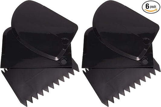 Cake Decorating Scraper Set, 6 Piece Plastic Icing Smoother Tools, Serrated and Flat Edge Dough Scrapers for Baking, Pastry, Bread, Pizza, 2.95-4.81 Inch (black)