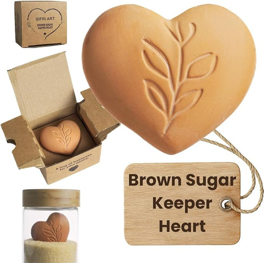 Sifri Brown Sugar Keeper – 3D Terracotta Clay Softener, Unique Moisture Holder for Baking Essentials Like Cookies, Marshmallows, Herbs (1, Heart)