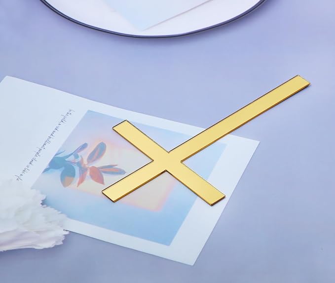 ONLYKXY 6pcs Gold Big Cross Cake Side Decor Acrylic Cross Cupcake Topper Glitter Pick for Theme Party Craft DIY,Bless,Wedding, Bridal Shower,Christmas,Hallowmas,Birthday Baptism,3.14x5.5in