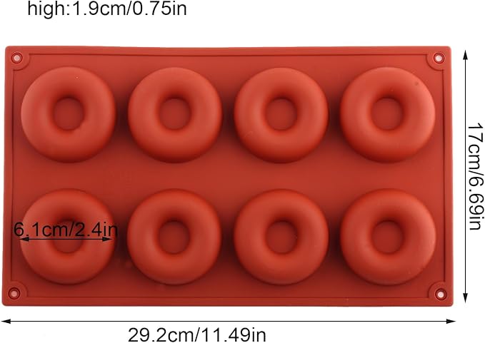 8 Cavity Donut Silicone Candy Molds Doughnut Pan Baking Mold Set of 2