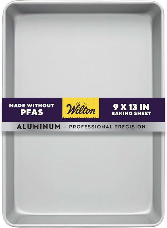 Wilton Aluminum 9x13 Inch Rectangular Sheet Pan, Made With Natural Anodized Aluminum, Made Without PFAS, Bakeware Optimal For Even Heating