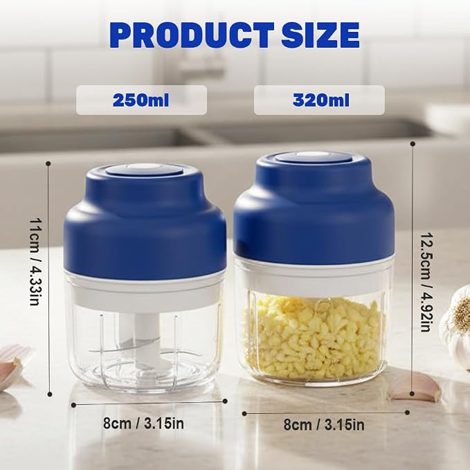 Electric Garlic Chopper, 2026 Mini Food Processor & Food Chopper for Kitchen, Portable Cordless Electric Garlic Crusher with 6 Stainless Steel Blades, Small Mincer for Onion Spices, Purple, 320ML