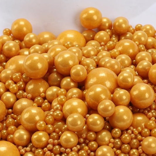 Zali Edible Pearl Sprinkles, Champagne Gold, 26 Colors Mixed Size | Sugar Pearls, For Cakes, Cupcakes, Cookies, Donuts & Ice Cream, Gluten Free, Food Grade, Wedding & Festival Decoration