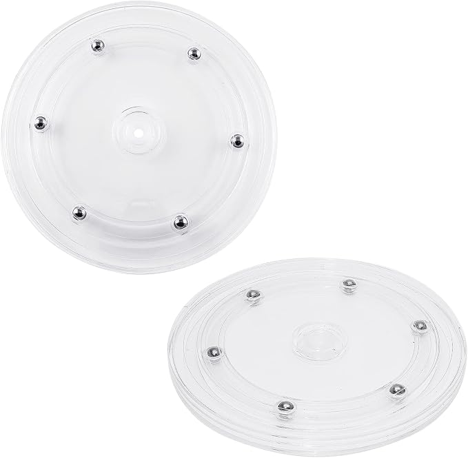Murtenze 2Pcs 6 Inch Acrylic Turntable Organizer, Rotating Swivel Stand Spinner with Steel Ball Bearings for Kitchen Corner Cabinets Spice Rack Cake Decorating. (150mm,Clear)