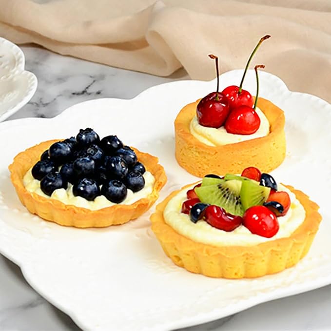 4Pcs Nonstick Mini Tart Pans 4.8 Inch Round Tart Pan Quiche Pan Heavy Duty Fluted Side Tart Molds for Pies, Mousse Cakes, Dessert Baking