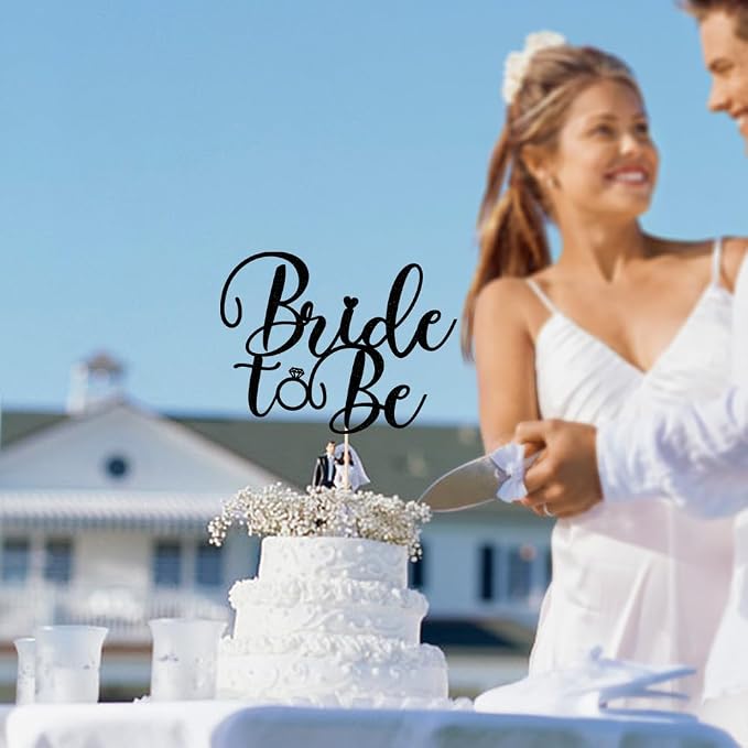 Glitter Bride to Be Cake Topper - Bridal Shower Cake Topper,for Wedding Shower/Engagement/Bachelorette/Hen Party Decorations (black)