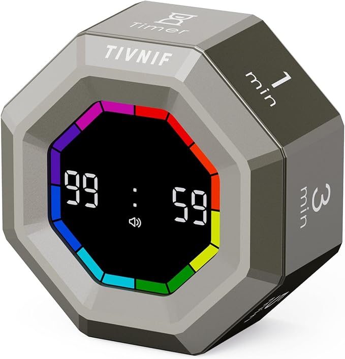 Visual Timer for Kids Kitchen Timer Pomodoro Magnetic Visual Countdown | Smart Gravity Sensing Timer with Large Display Loud Alarm for Study Cooking Classroom Homework Time Management