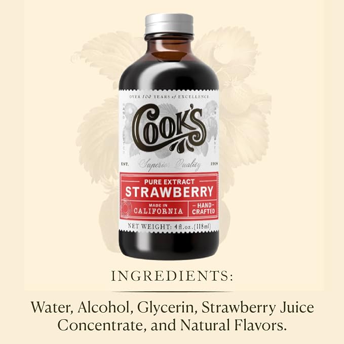 Cook's, Strawberry Extract for Baking, Preserves, Syrup, Cookies, Cakes, 8 oz
