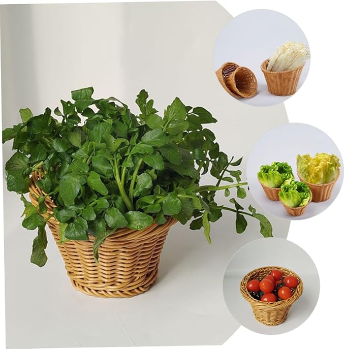 Handwoven Rattan Bread Serving Basket and Fruit Storage Basket Medium Size for Tabletop Snacks and Vegetable Display Natural Fiber Holder for Home Dining and Entertaining