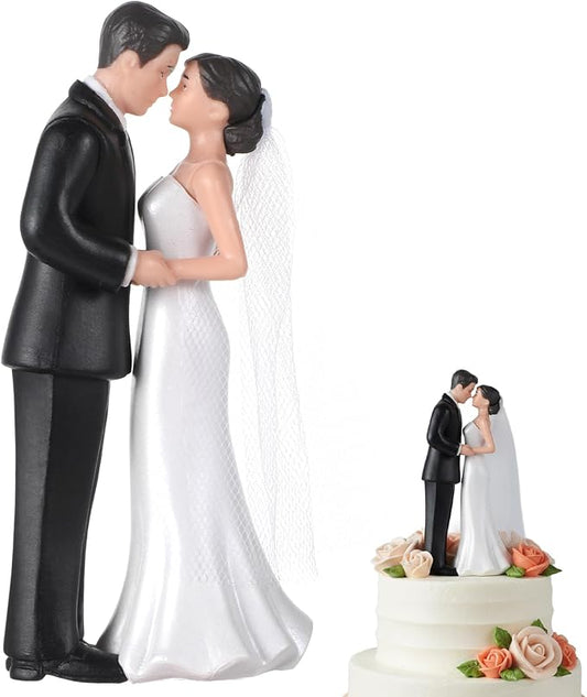 Wedding Cake Topper, 4.3" Bride and Groom Figurine, Vintage Cake Toppers Novios Para Pastel Elegant Couple Figurine for Anniversary Romantic Wedding Decoration