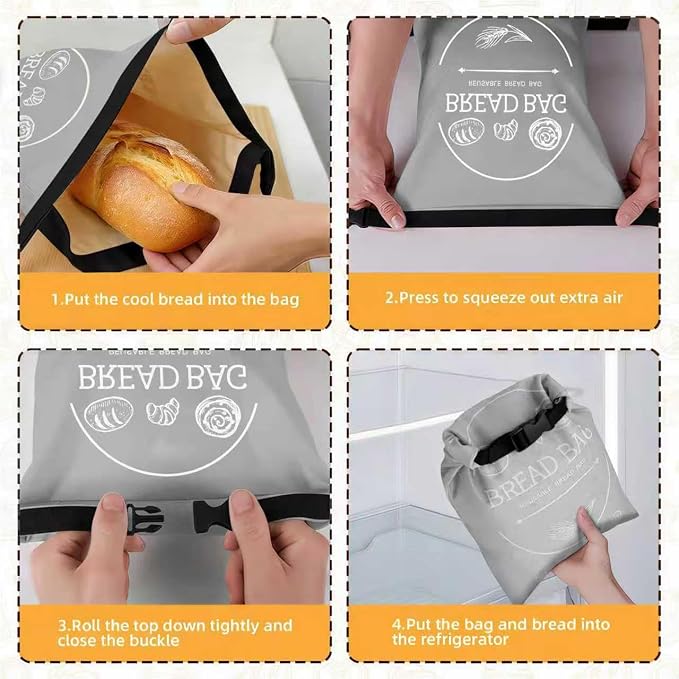 Bread Bags for Homemade, Beeswax Reusable Bread Bag for Sourdough, 1 Pack 17×13 Inches XL-Waxed Food Storage Bag to Keep Sourdough Fresh, Freezer-Safe, Eco-Friendly (Grey)