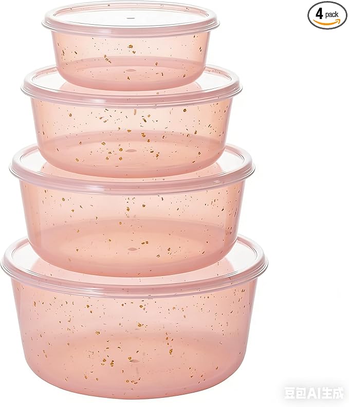 4Pcs stackable Plastic Bowls with Lids Set for Kitchen, Safe BPA Free Non Toxic Serving Bowl Bowls small