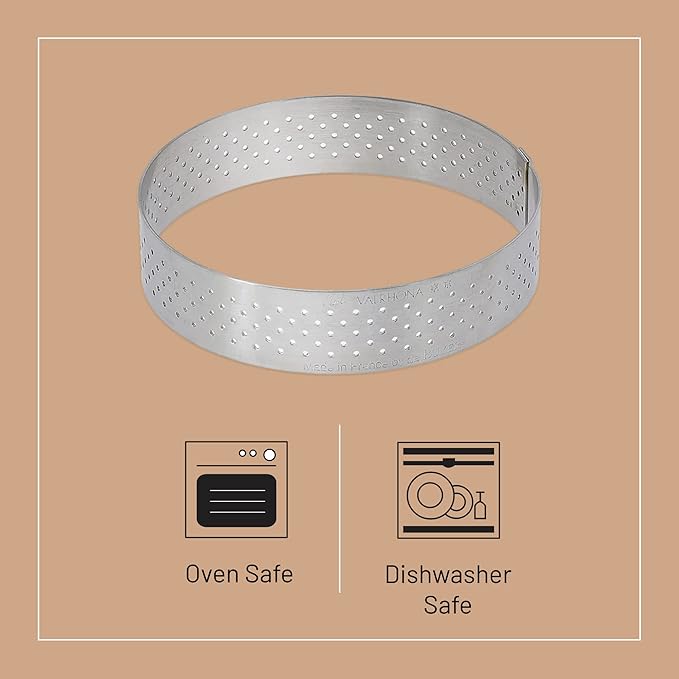 de Buyer Perforated Round Tart Ring - 2.5” Diameter, 0.8” Height - Perfect for Baking Beautifully Crisp Tarts - Easy to Use & Clean - Made in France