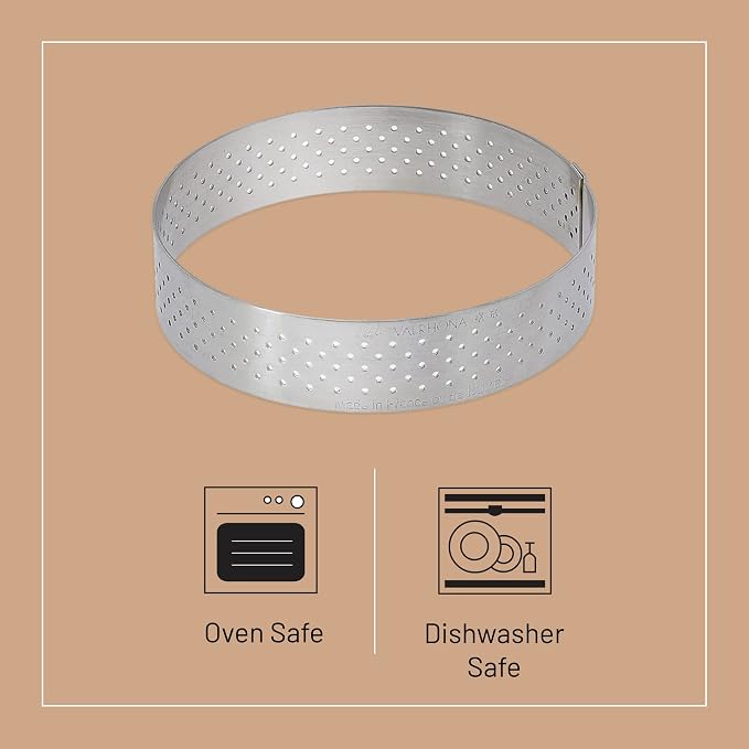 de Buyer Perforated Round Tart Ring - 6” Diameter, 0.8” Height - Perfect for Baking Beautifully Crisp Tarts - Easy to Use & Clean - Made in France