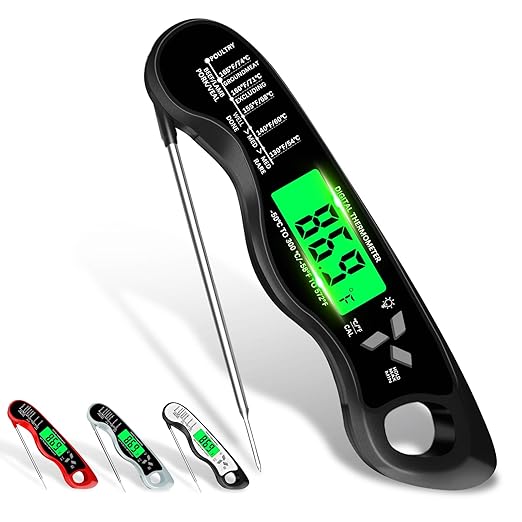 Meat Thermometer Digital，IP67 Waterproof Cooking Thermometer with Backlight, Calibration & Hold Function，Food Thermometer for Cooking,Outdoor Grilling