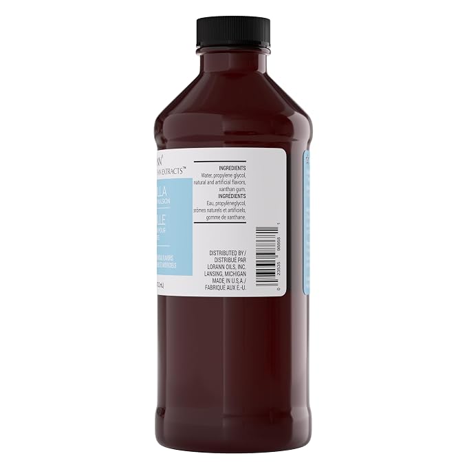 LorAnn Oils Vanilla Bakery Emulsion: True Essence, Ideal for Boosting Fruit Tones in Cakes, Cookies & Desserts, Gluten-Free, Keto-Friendly, Extract Substitute Essential, No Added Color, 16 Oz