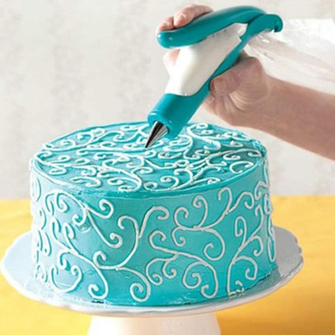 11-Piece Cake Decorating Kit – Blue DIY Cake Decor Pen Supplies with 4 Different-Shaped Nibs, 4 Nozzles Decorative Bags and 2 Couplers Icing Pens, Piping Tips & Tools for Cookies, Cupcakes, Fondant