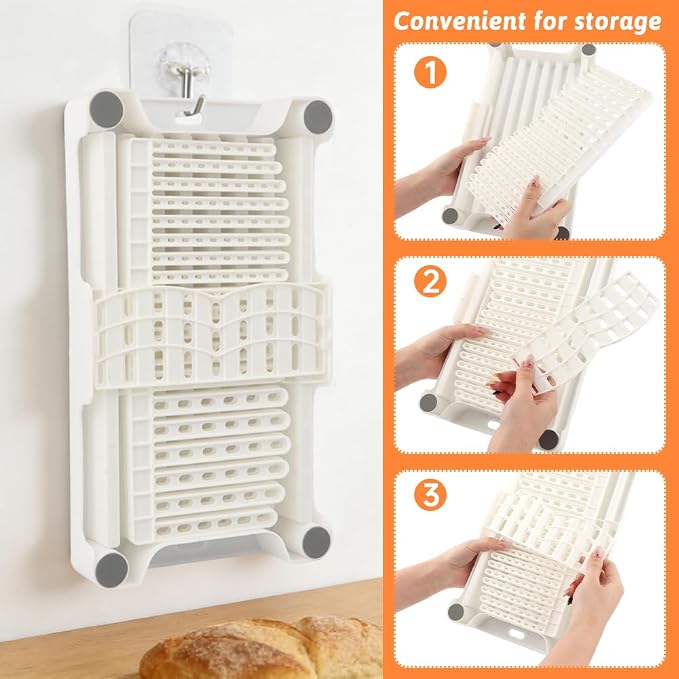Bread Slicer for Homemade Bread, Adjustable Breads Slicer Guide, Bread Cutter with Crumb Tray, Sourdough Slicing with Stainless Steel Base, Cutter for Loafs, Sandwiches, Bagels, and Cakes