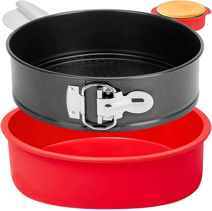 Springform Pan 9 Inch Nonstick, 9 Springform Cheesecake Pan with Silicone Protector, Leakproof Spring Form Pan for Cheesecake, 9 Inch Springform Cheese Cake Pans for Baking with 50 Parchment Paper