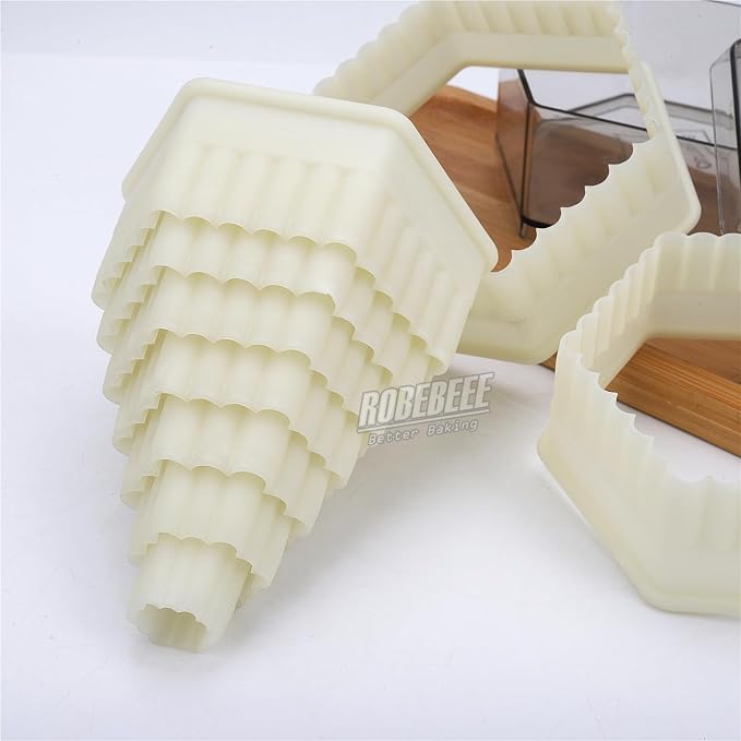 Multi-Shape Nylon Cookie Molds Round Square Star Plastic Geometry Biscuit Cutter Dough Mousse Bread Slicer DIY Bakery Utensils (Fluted Hexagon)