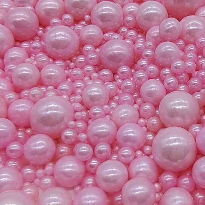 Edible Pink Sugar Pearls Sprinkles Candy Mix Size Pearls Cake Decorations Cupcake Toppers Cookie Decorating Perfect for Wedding Party Valentine Halloween Christmas Supplies 4.58OZ