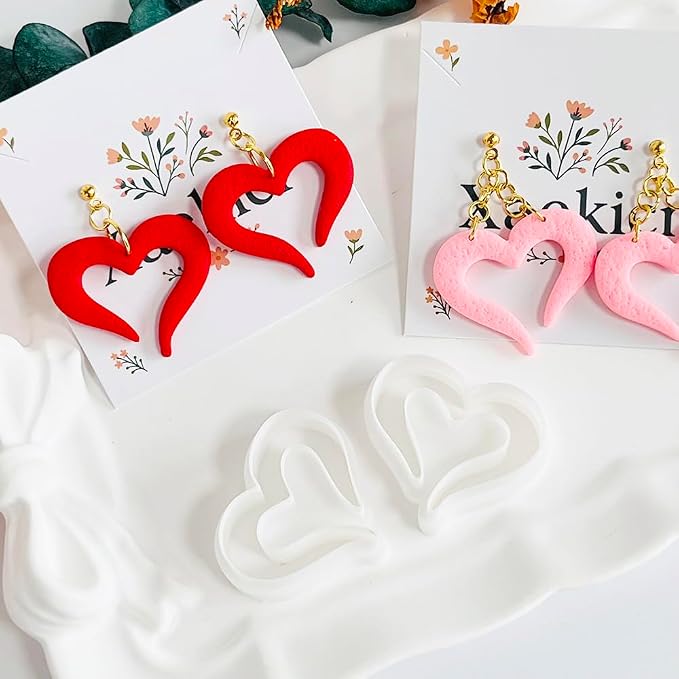 Xaekicr Heart Polymer Clay Cutters for Earrings–2Pcs Clay Cutters for Polymer Clay Jewelry Making – Love Shape Clay Tools, Clay Molds for DIY Crafts
