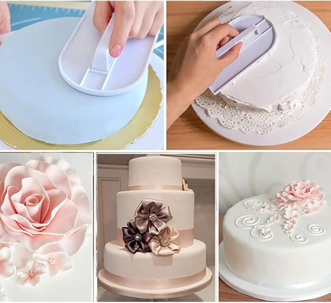 GSHLLO 2 PCS Plastic Fondant Icing Smoother Polisher Icing Scraper Paddle Tool for Cake Decoration