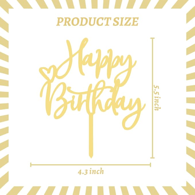 ZHENGYE Gold Acrylic Happy Birthday Cake Topper Cupcake Topper Decorations for Baby Shower Children or Adults Birthday Cake Decoration Supplies(Gold 15)